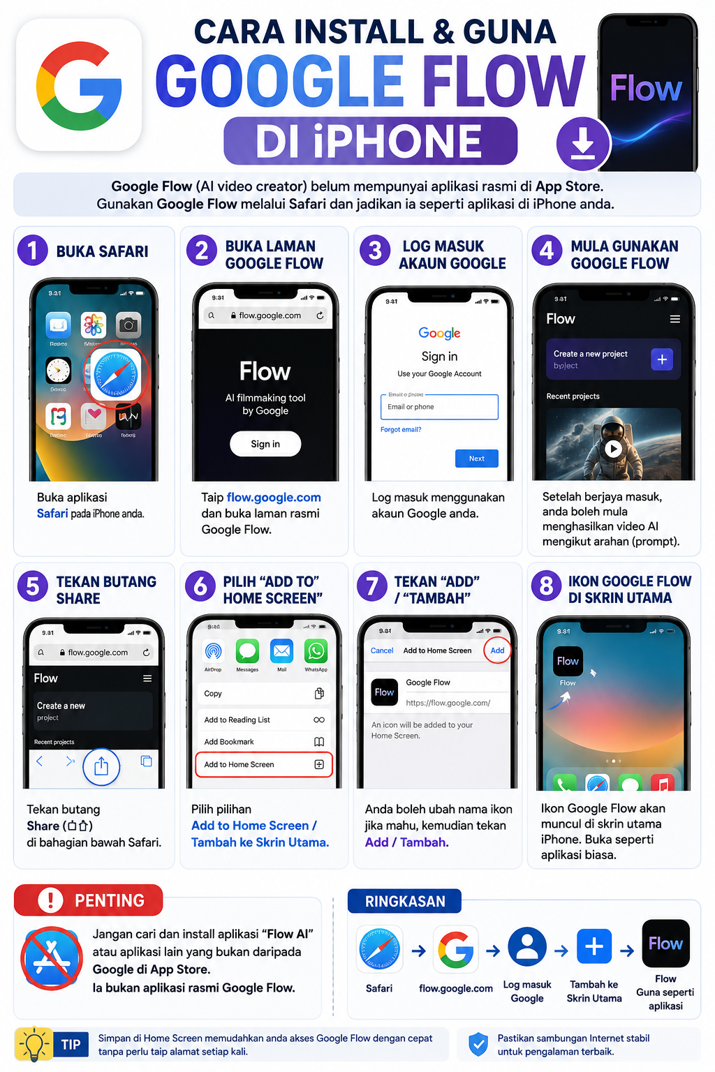 Panduan Google Flow iPhone