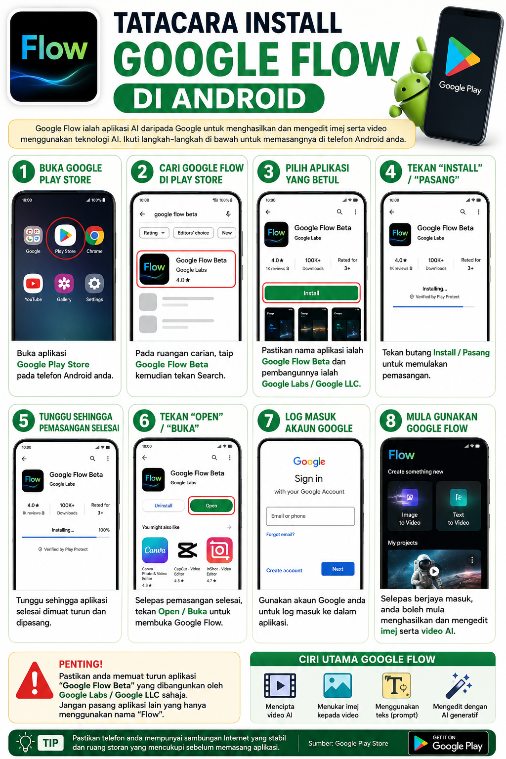 Panduan Google Flow Android